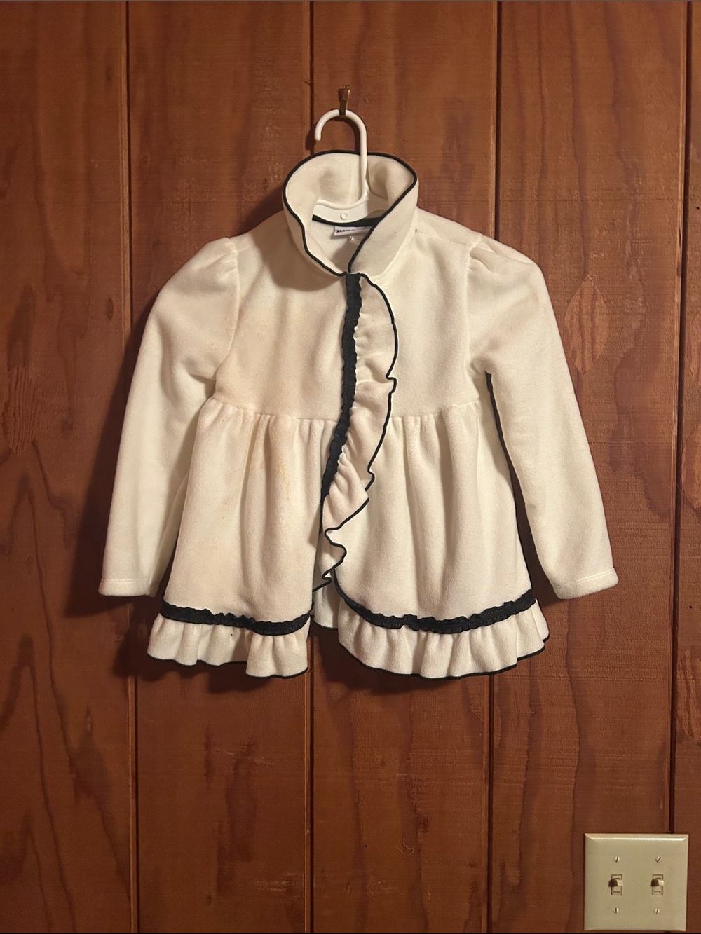 Kids Headquarters Cream Pea Coat with Black Trim
